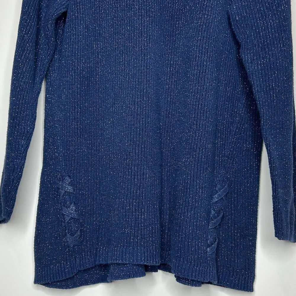 a.n.a. A New Approach Blue and Silver Knit Tunic Sweater Size XXL Pullover - Picture 3 of 9